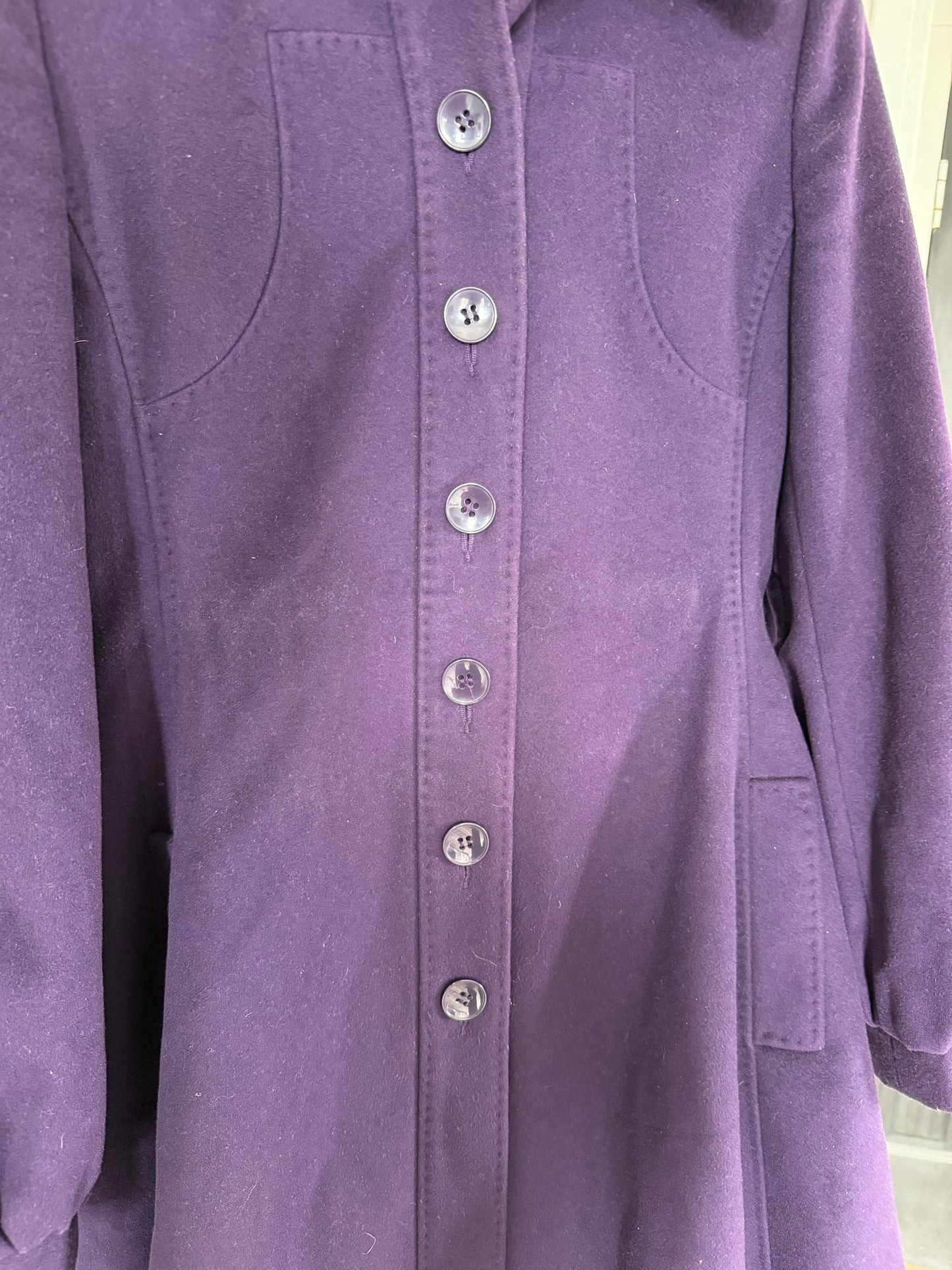 Purple Wool Coat from England no belt US sz 8 uk 14