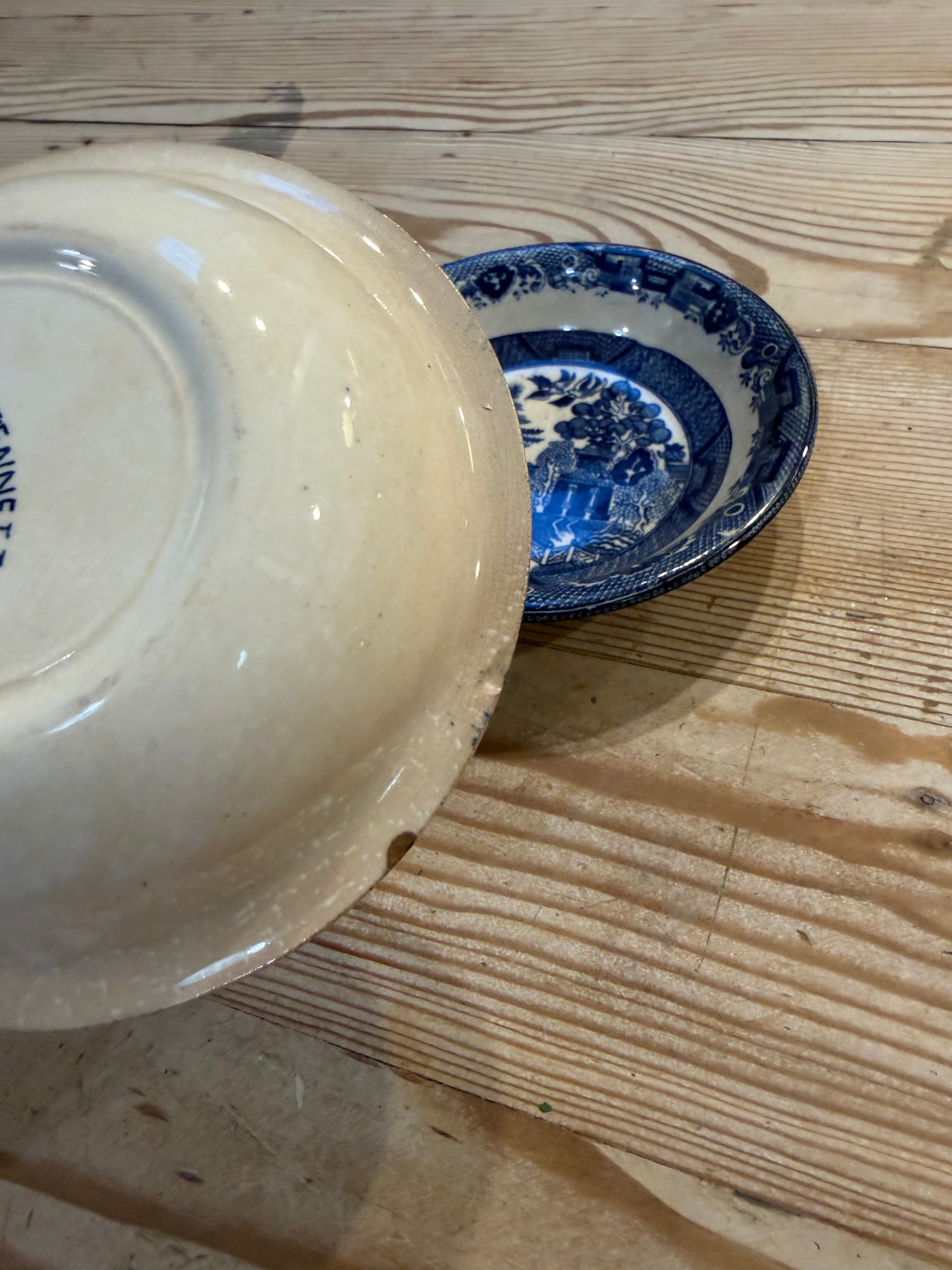Antique blue Willow Bennett Ironstone bowl sold individually as is