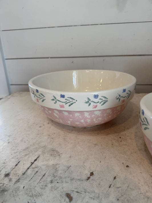 Vintage Pink Crock Shop Santa Ana CA cottage style Mixing Bowls Set of 3