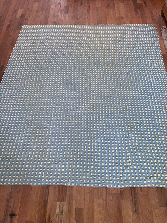 Blue and White Swiss Dot Cutter Quilt  has Some Small Holes