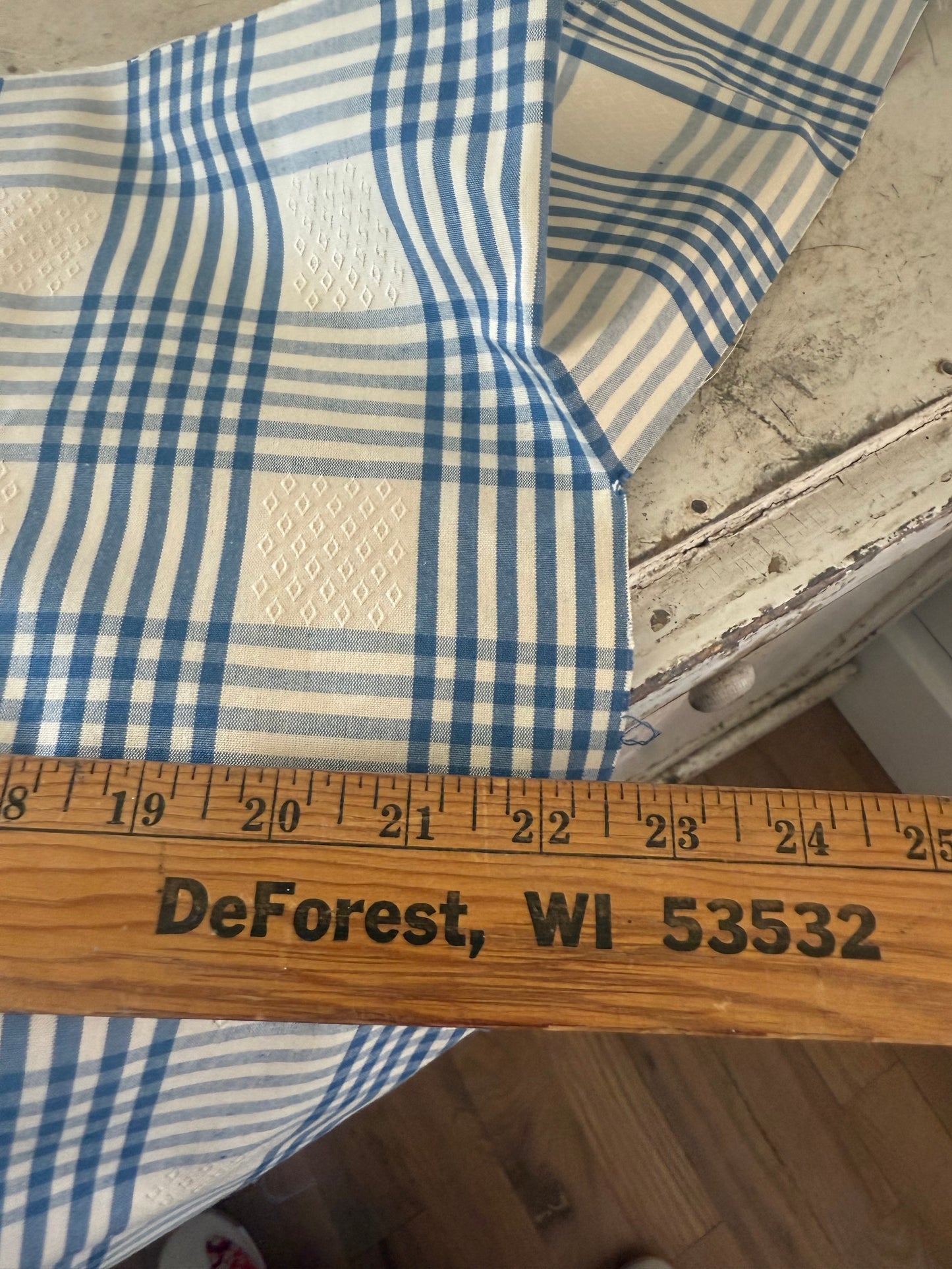 Vintage French Plaid Fabric Remnant
