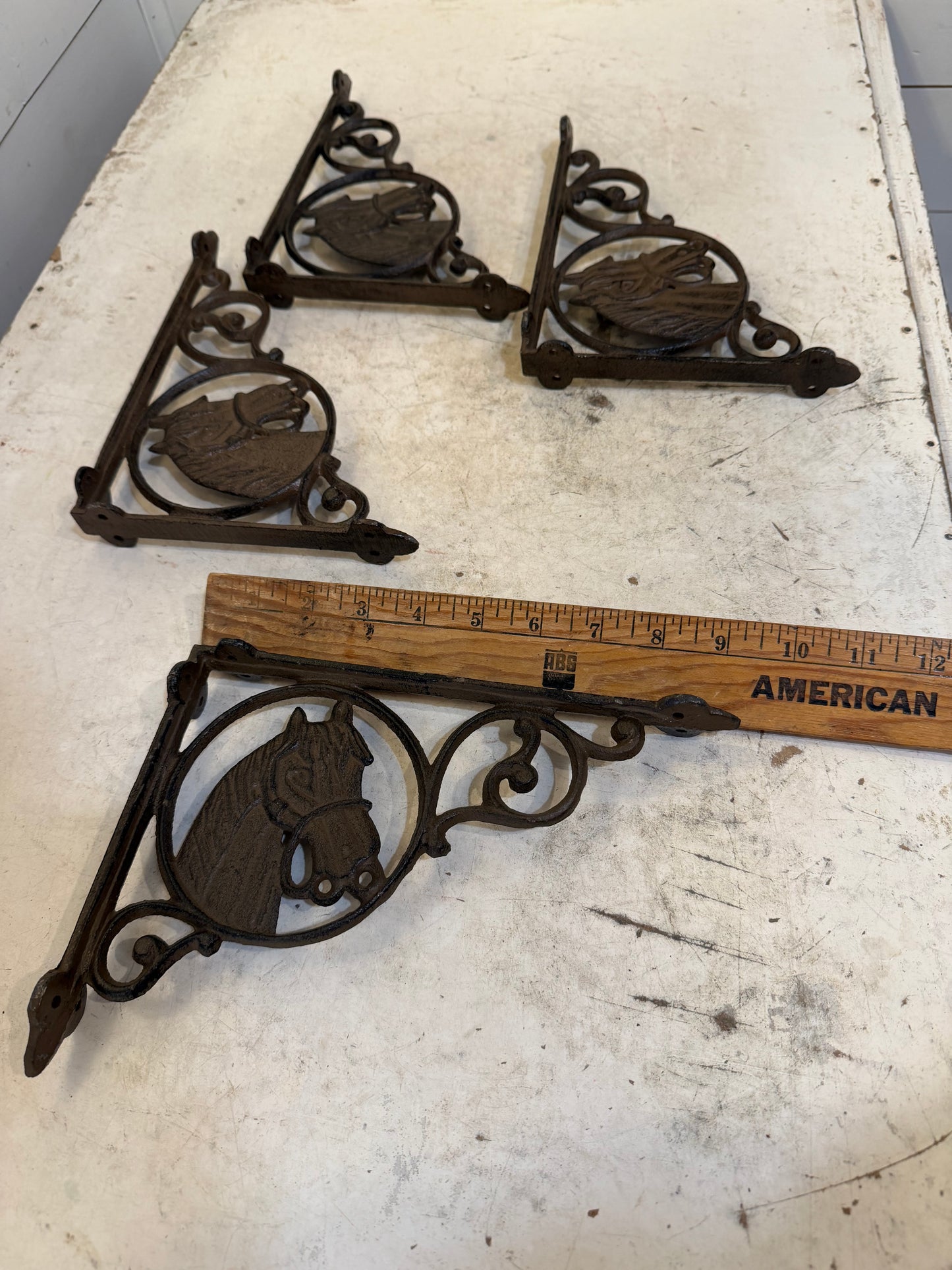 Cast Iron Horse Corner Shelf Bracket 9”