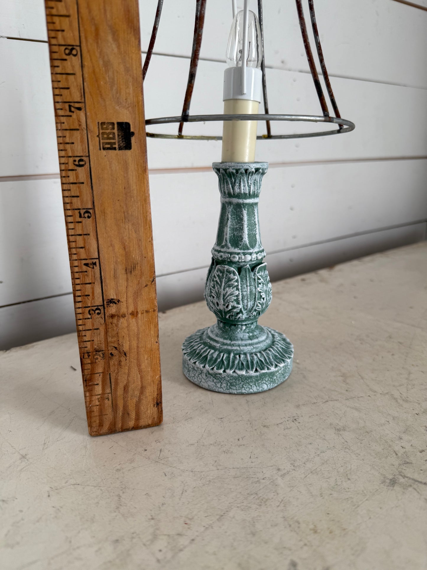 Small Candlestick Lamp with Skeleton Shade