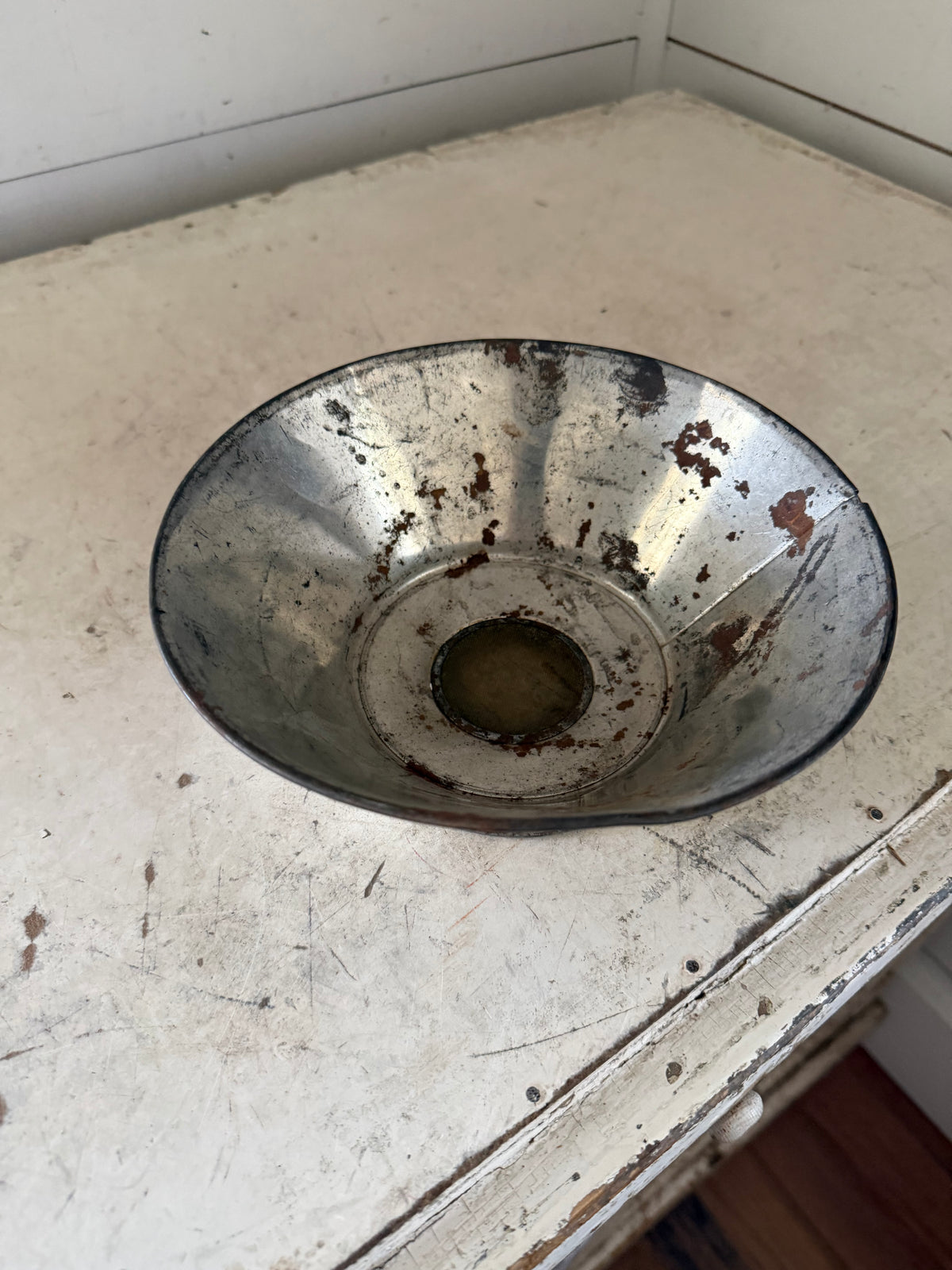 Vintage Aluminum Canning Funnel With Screen-Rustic Decor