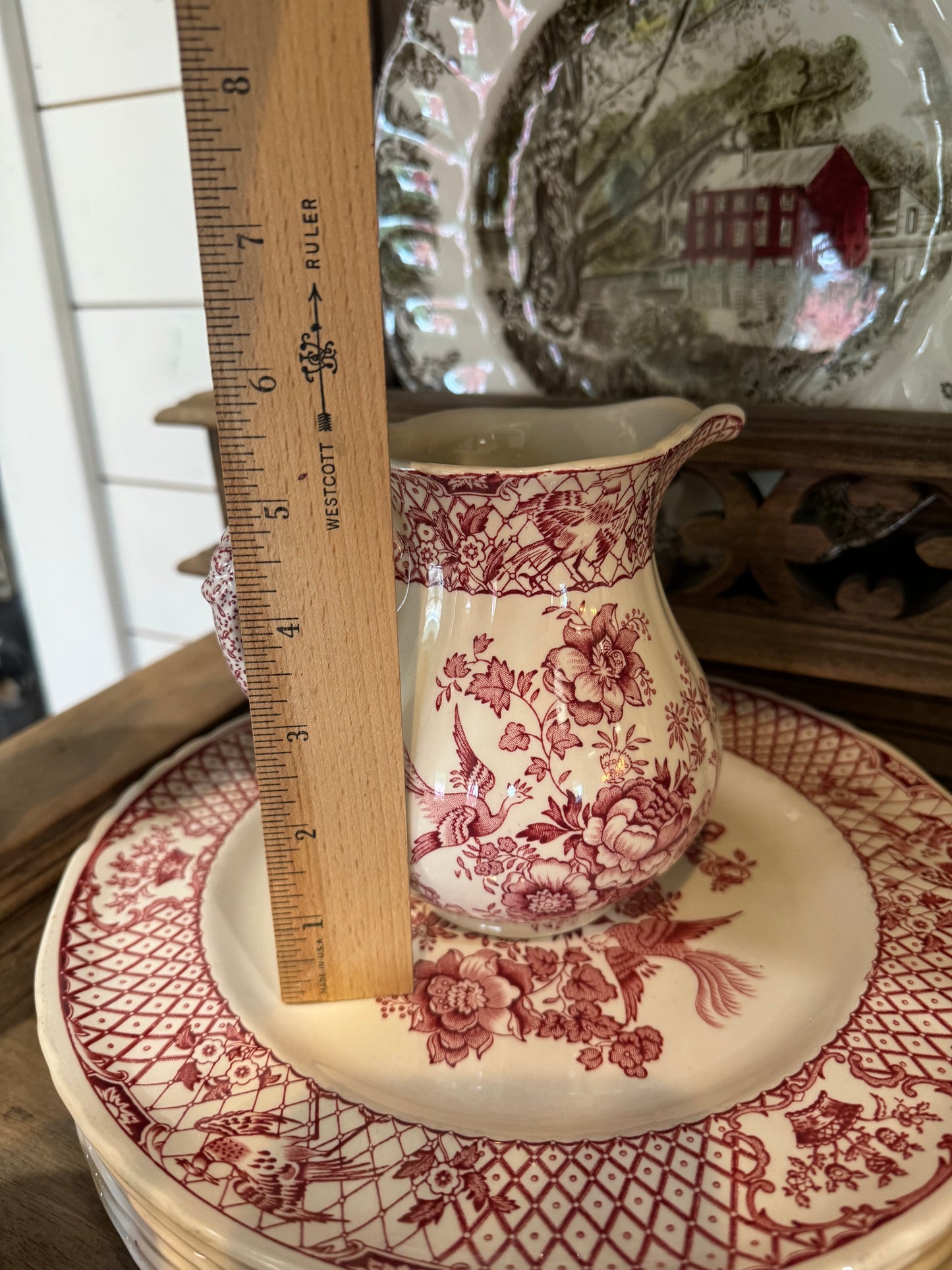 Vintage Mason's Ironstone Stratford Pink Dishes (red) - made in England sold individually