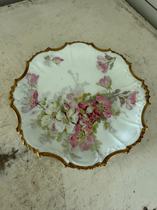 Coronet Antique Limoges Pink, White And Gold Decorative Plate