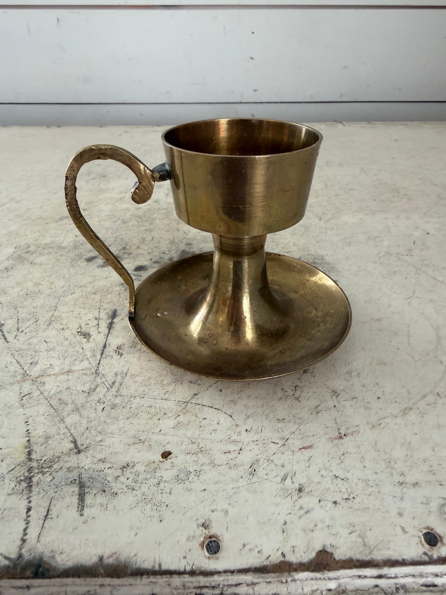 Vintage Brass Chamberstick Candleholder