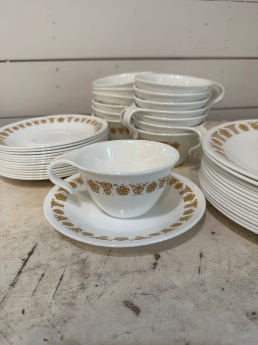 Corelle "Butterfly Gold" teacup and saucer and plates sold individually