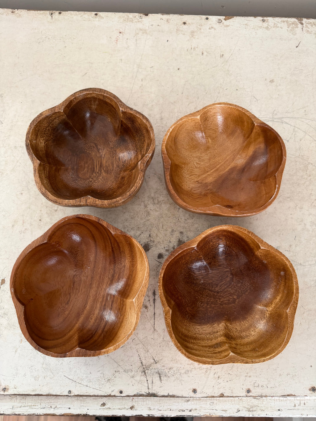 Vintage Sorenson Hawaii Monkey Pod MCM Scalloped Wood Bowl sold individually