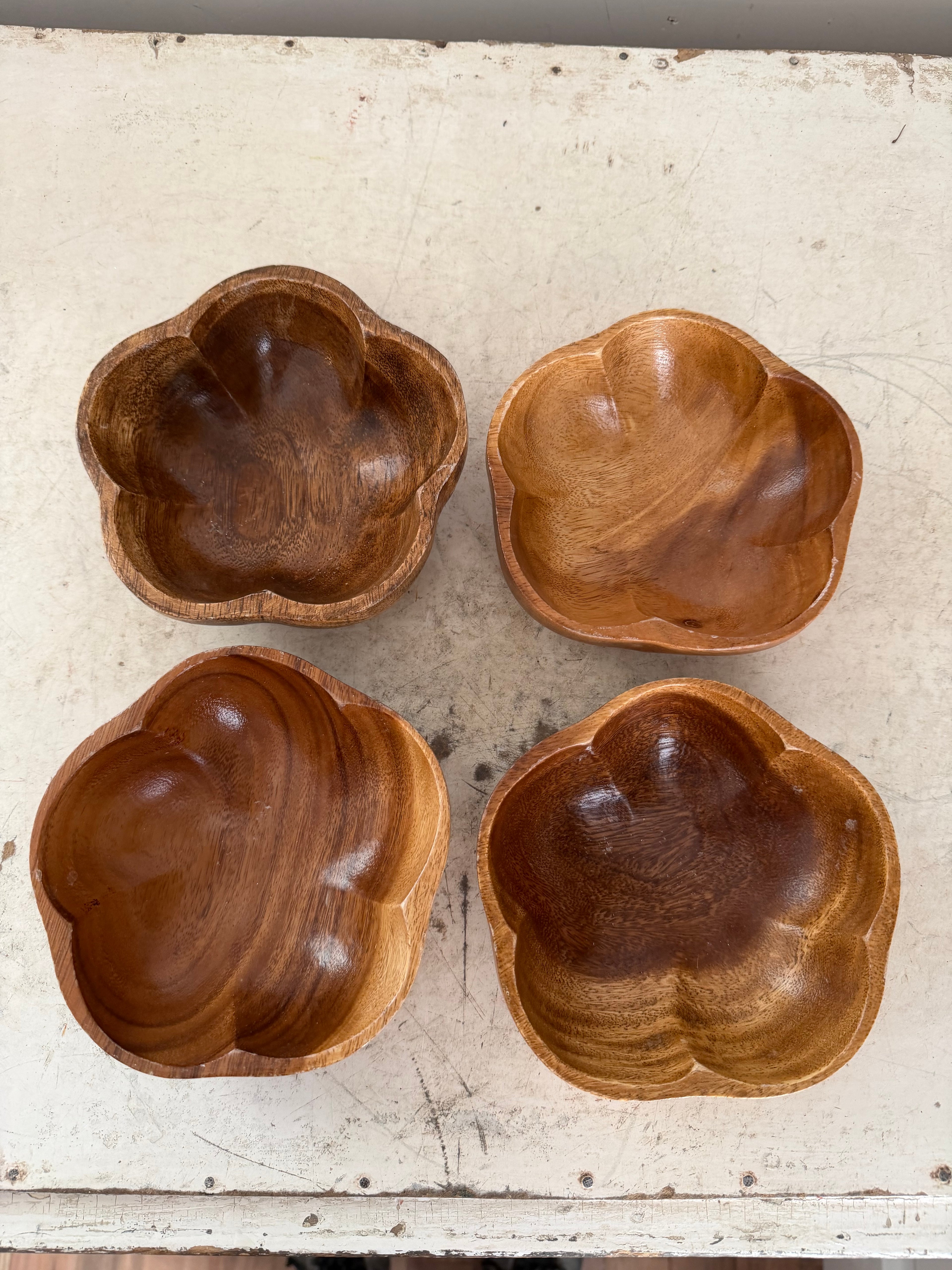 Vintage Sorenson Hawaii Monkey Pod MCM Scalloped Wood Bowl sold individually