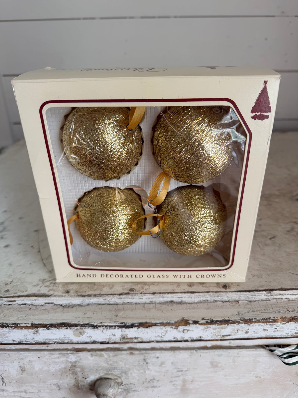 Vintage Christmas By Krebs Classic set of 4 gold ornaments