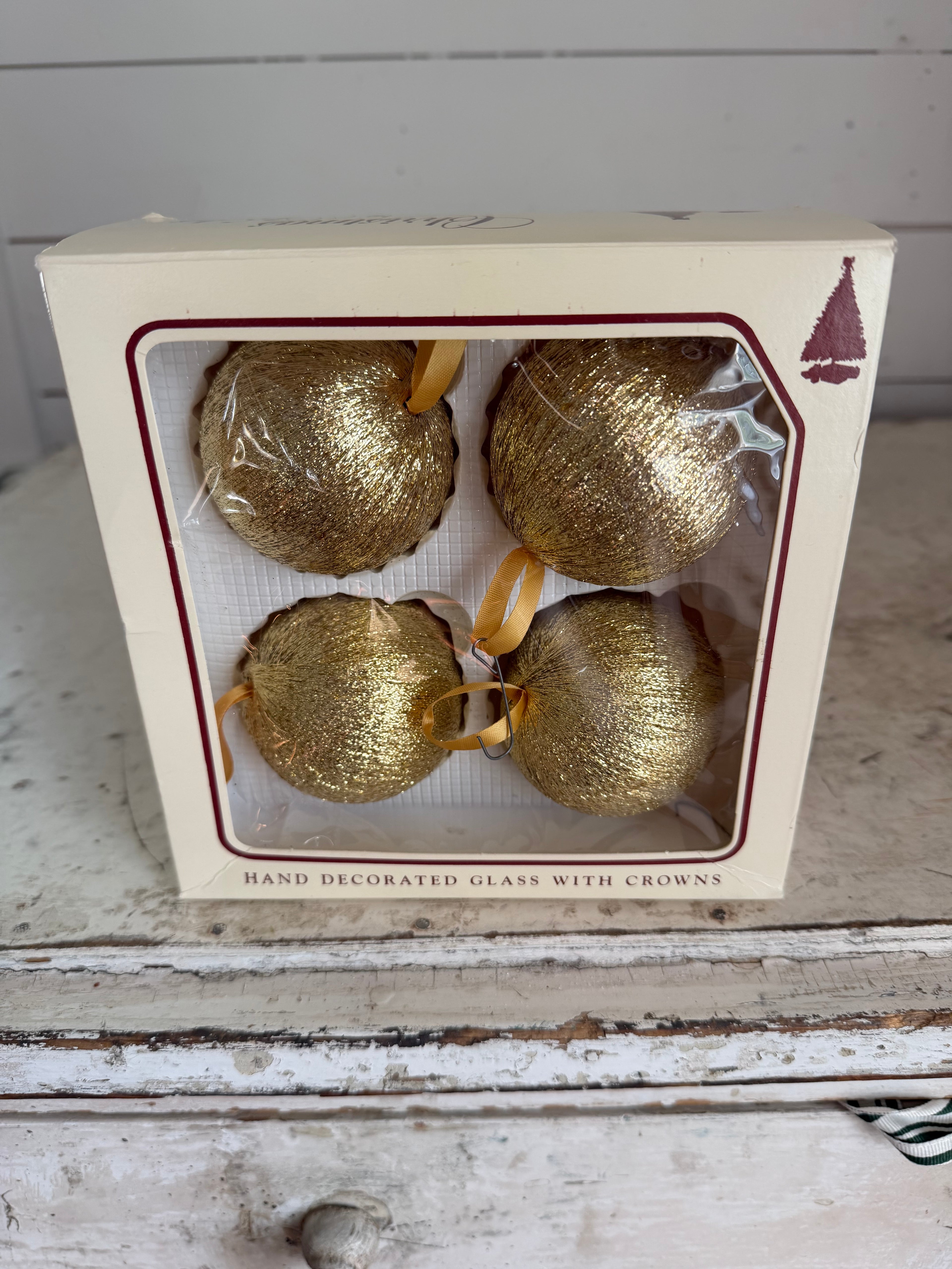 Vintage Christmas By Krebs Classic set of 4 gold ornaments