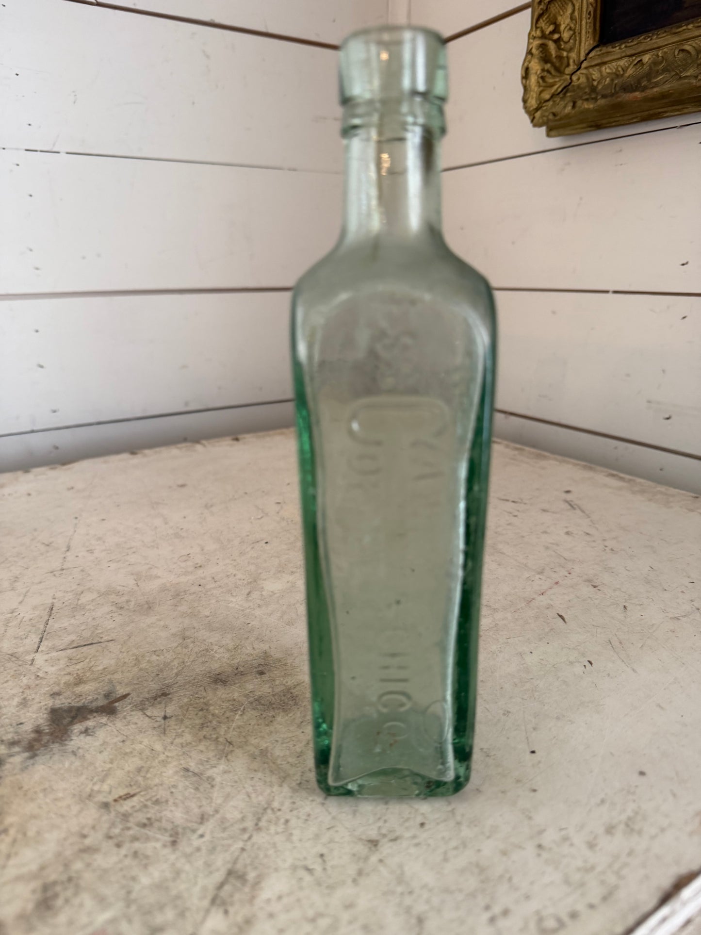 Pattersons Glassgow Camp Coffee Chicory Clear Glass Bottle Hand Blown 1880s