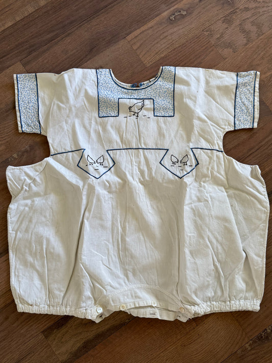 Antique Embroidered Baby Romper 12-18 Mo has small stains