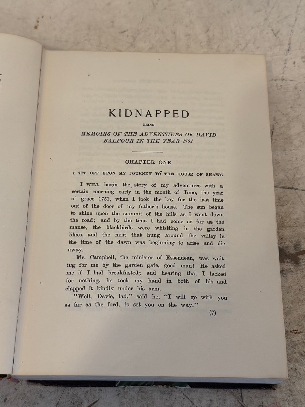 Antique leather bound kidnapped book