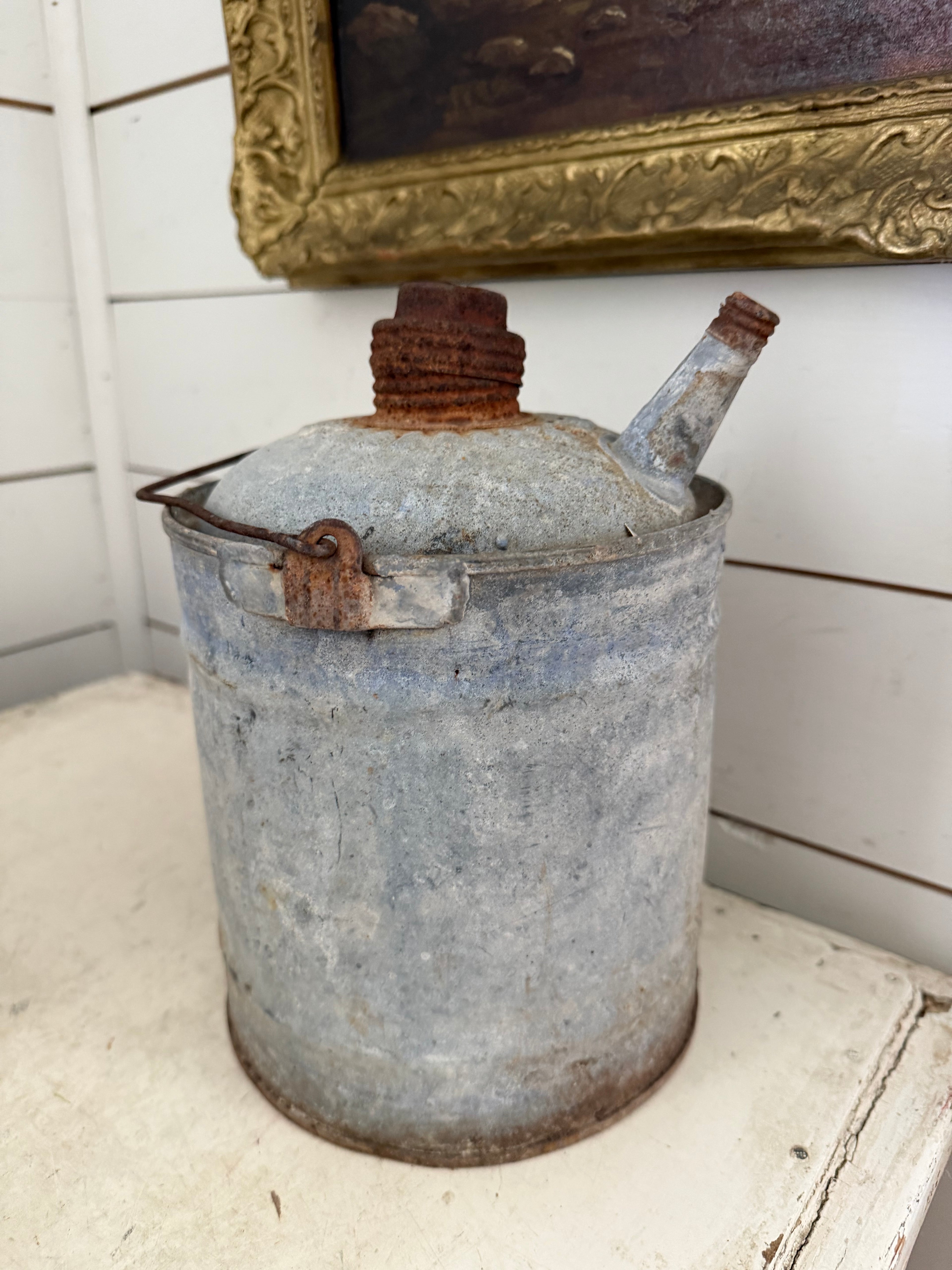 Antique Galvanized Gas Can Rusty