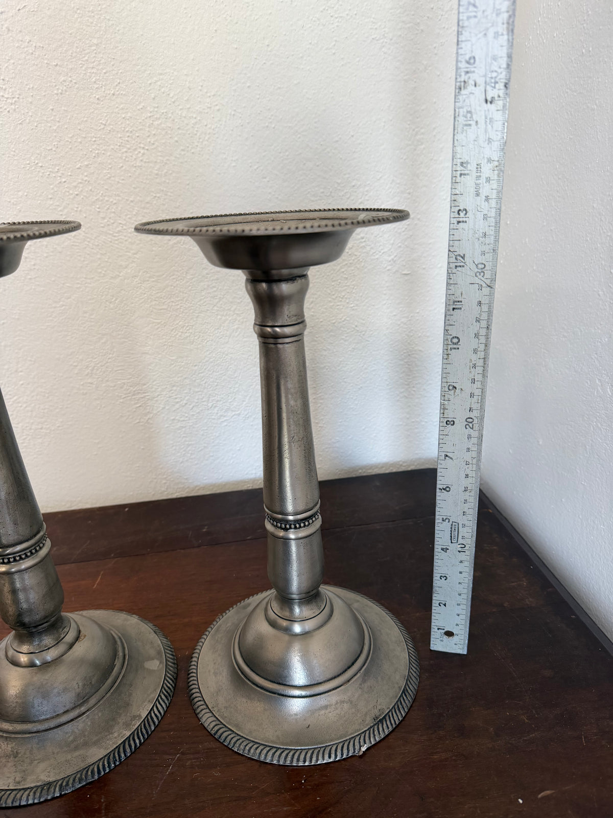 Large Metal Candlestick Pair