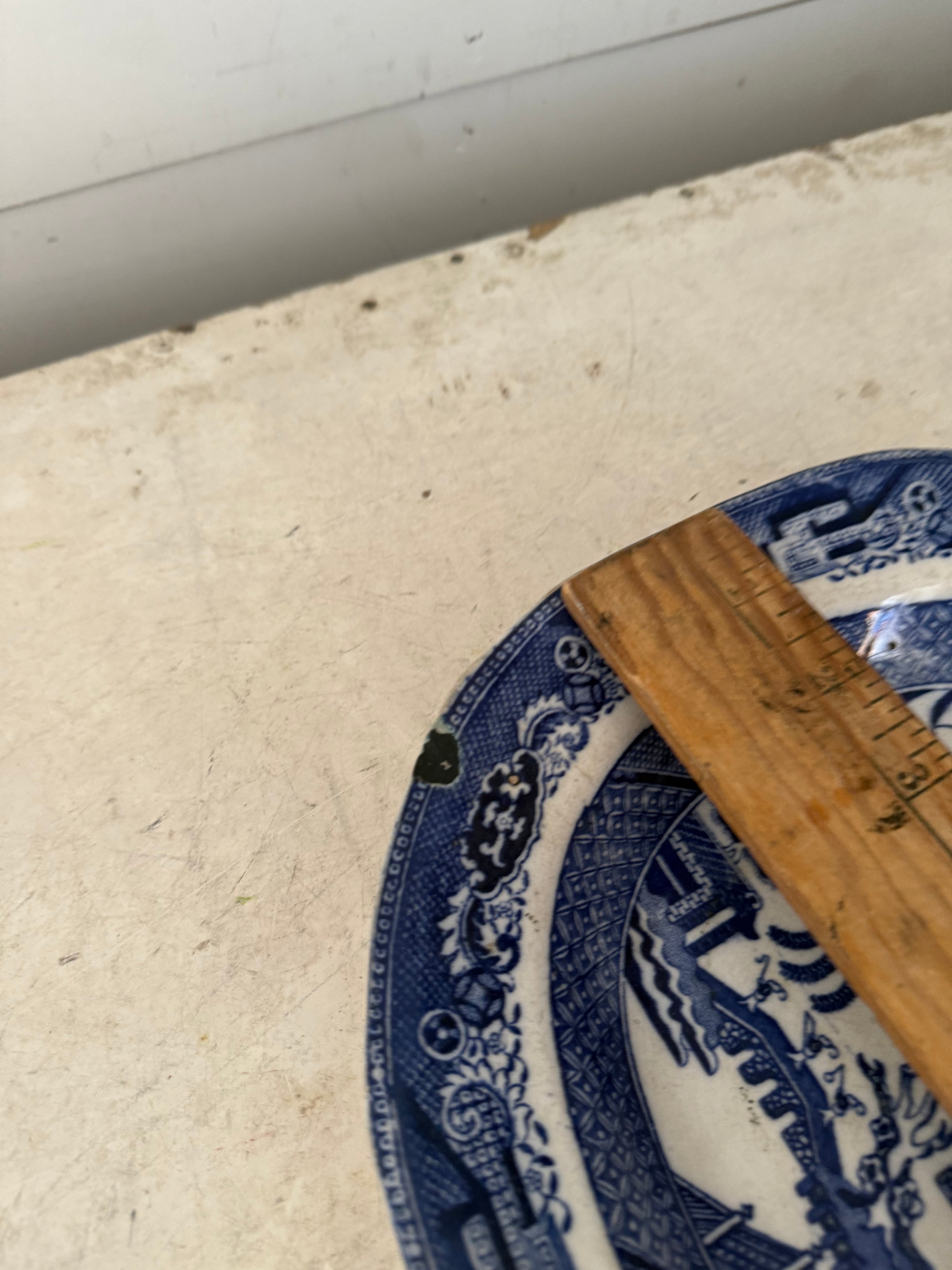 Antique ironstone blue Willow platter as is
