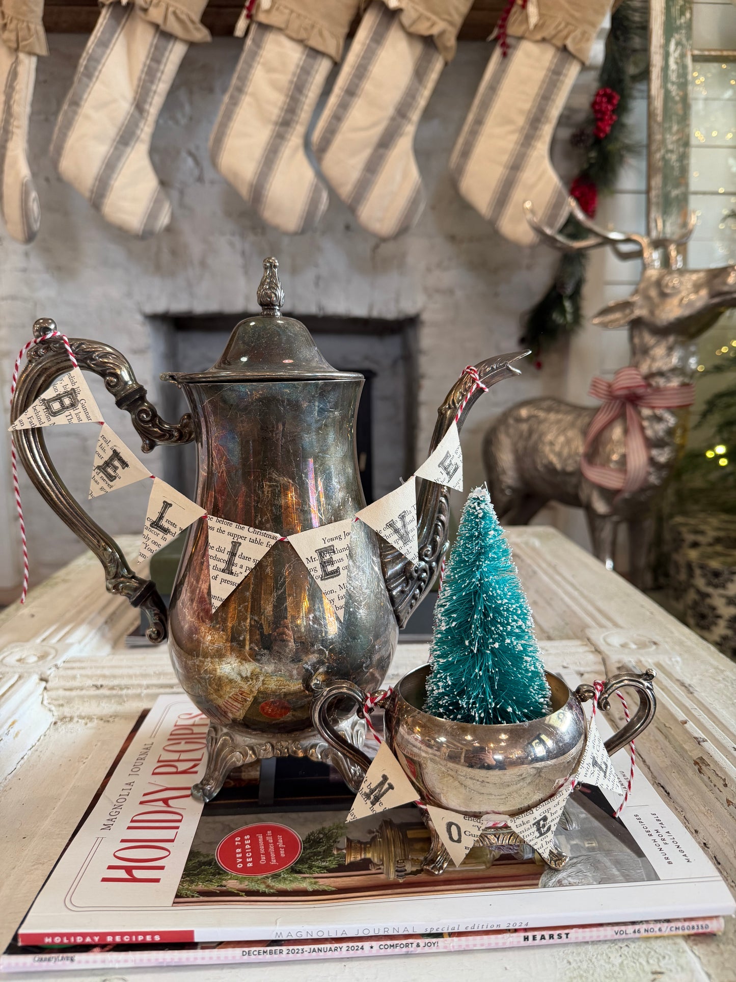 Tarnished Silver Teapots, sugar dishes and creamers with banners sold seperately