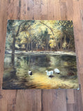 California Artist Jay Schmidt Signed Oil Painting On Canvas Of Ducks On a Pond