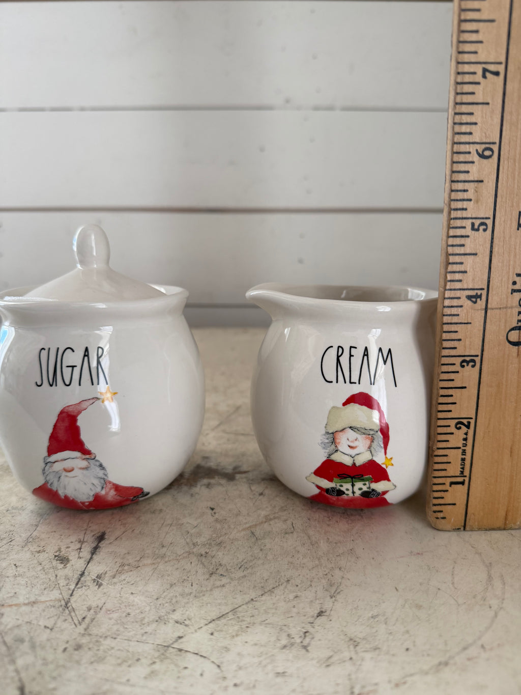 Rae Dun Santa and Mrs Claus Sugar and Creamer