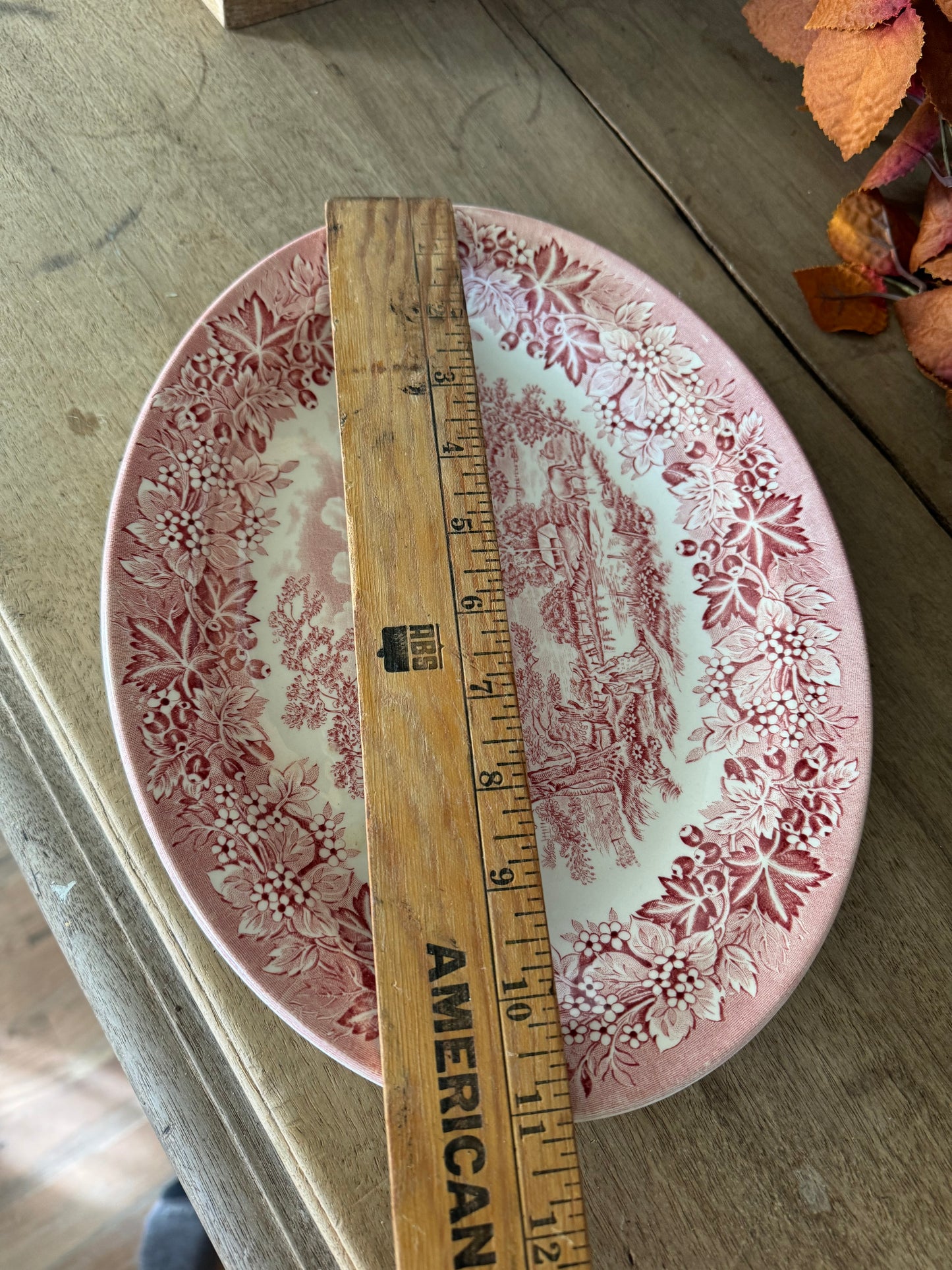 Vintage Ironstone Platter, Red Transferware Platter, Castle - sold individually two available