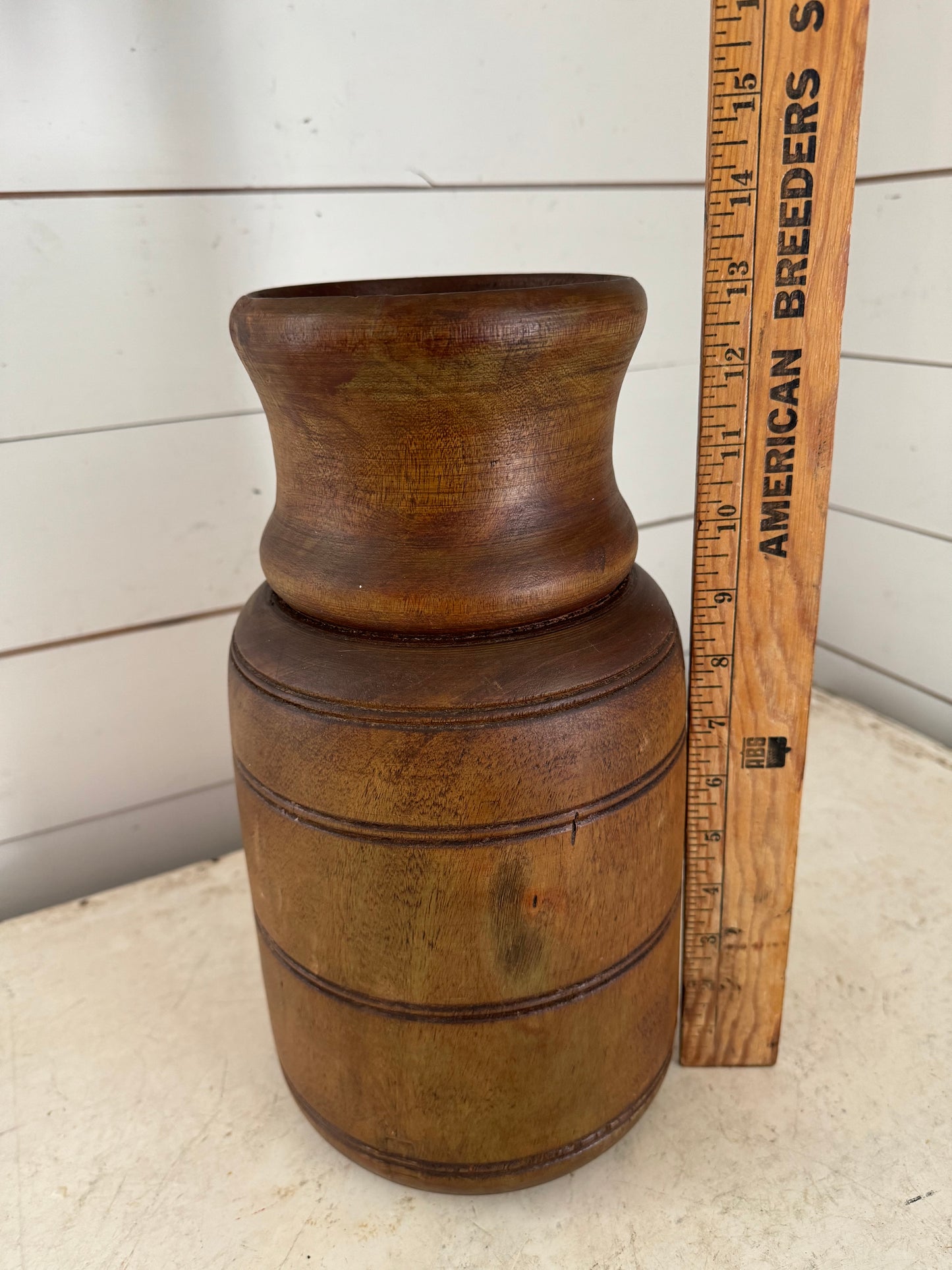 Antique Solid Wood Hand Turned Water Jug