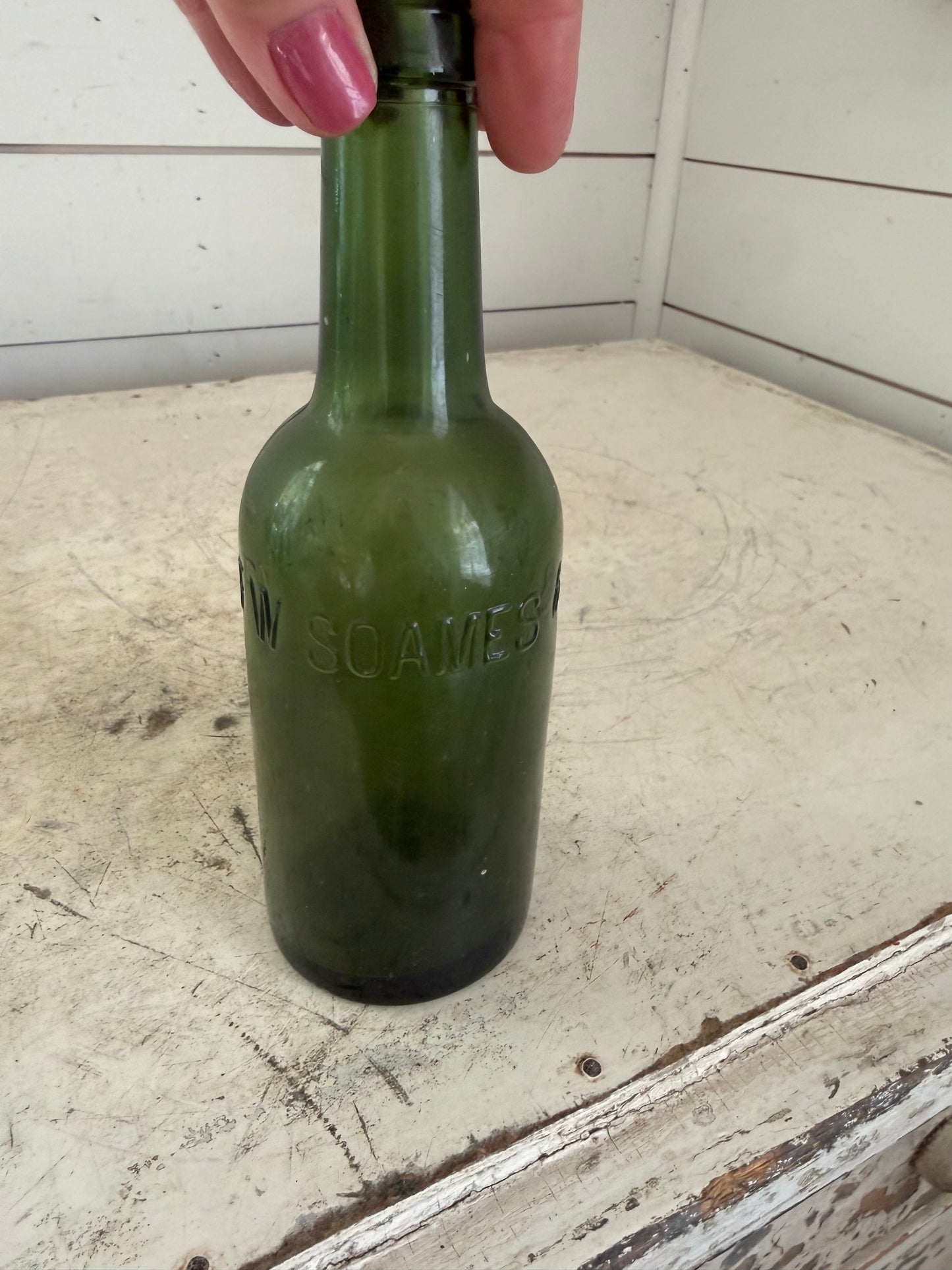 Antique Soames Wrexham Olive Green Bottle