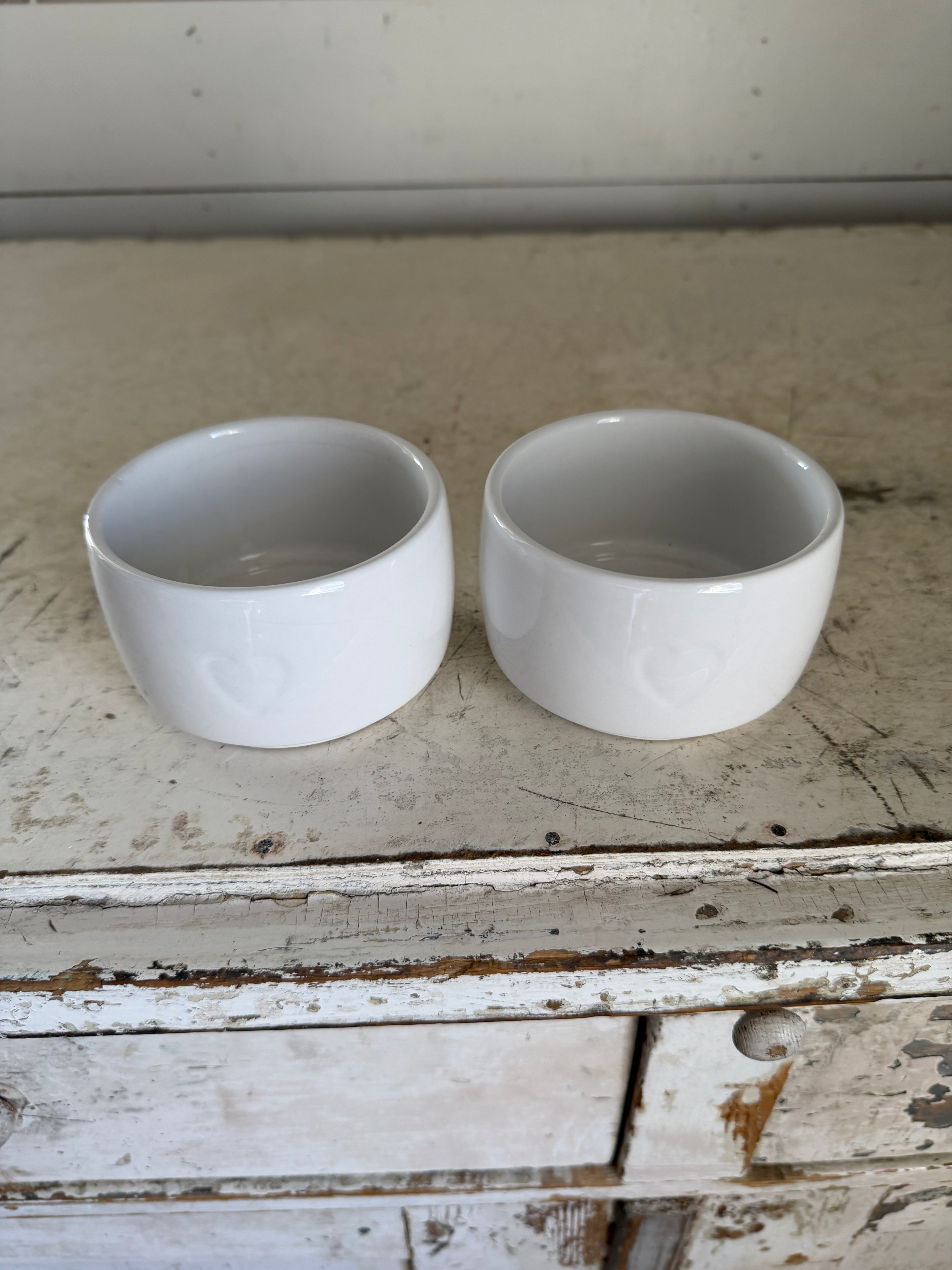 Ramekin with heart on it will get hard dish soap sold individually