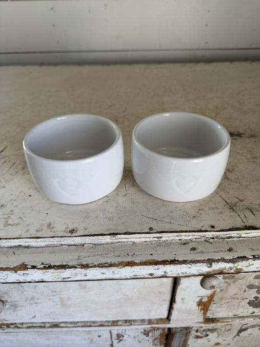 Ramekin with heart on it will get hard dish soap sold individually