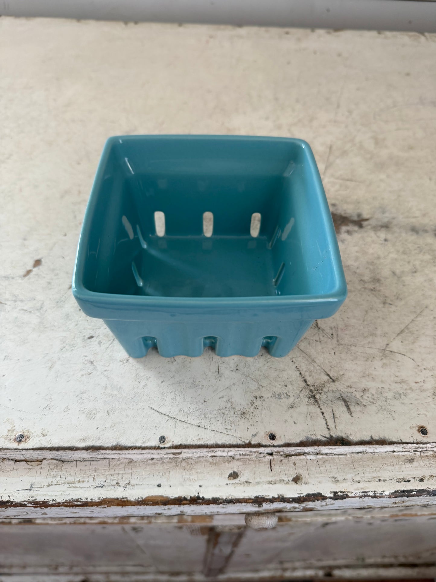 Katie Kime ceramic teal berry basket