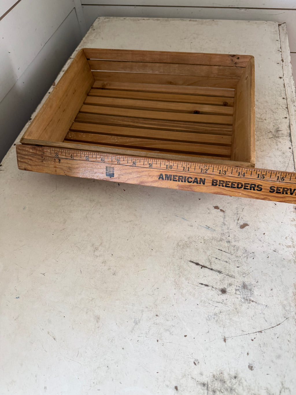 Rustic Wood Tray with Metal Corner Brackets - Will Get Makeover