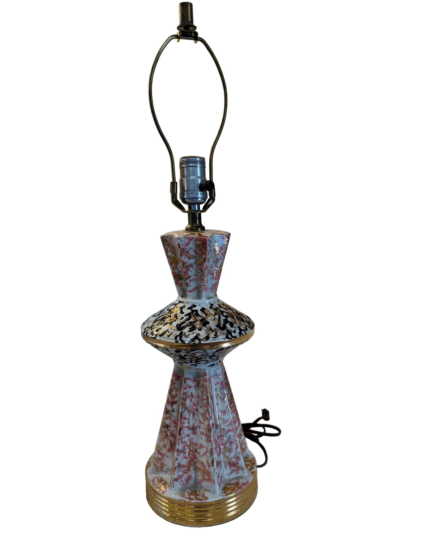 Mid Century Pottery Table Lamp Atomic Stars Sputnik MCM