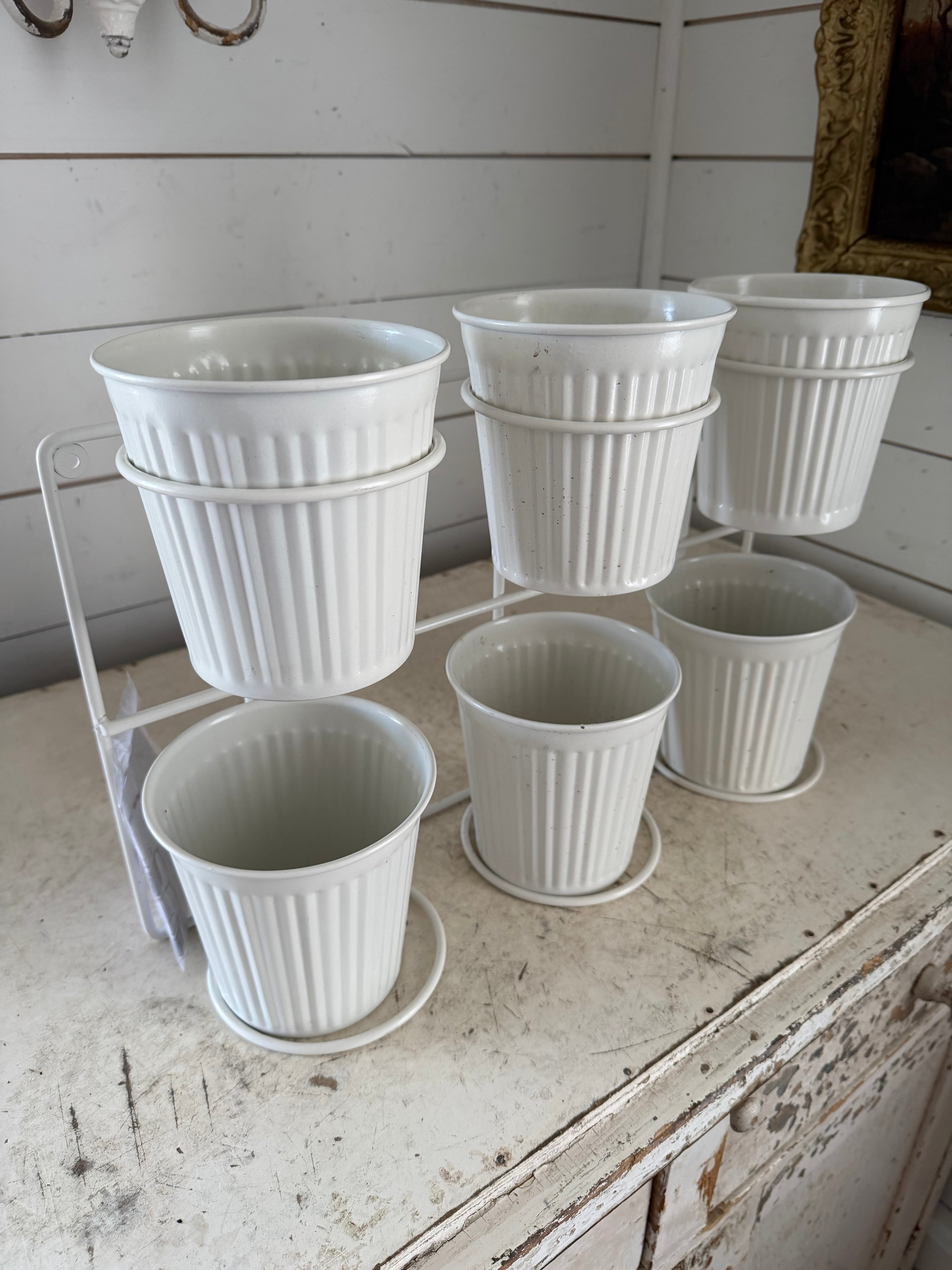 Metal wall hanging pots set