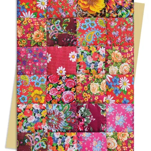 Floral Patchwork Quilt Greeting Card