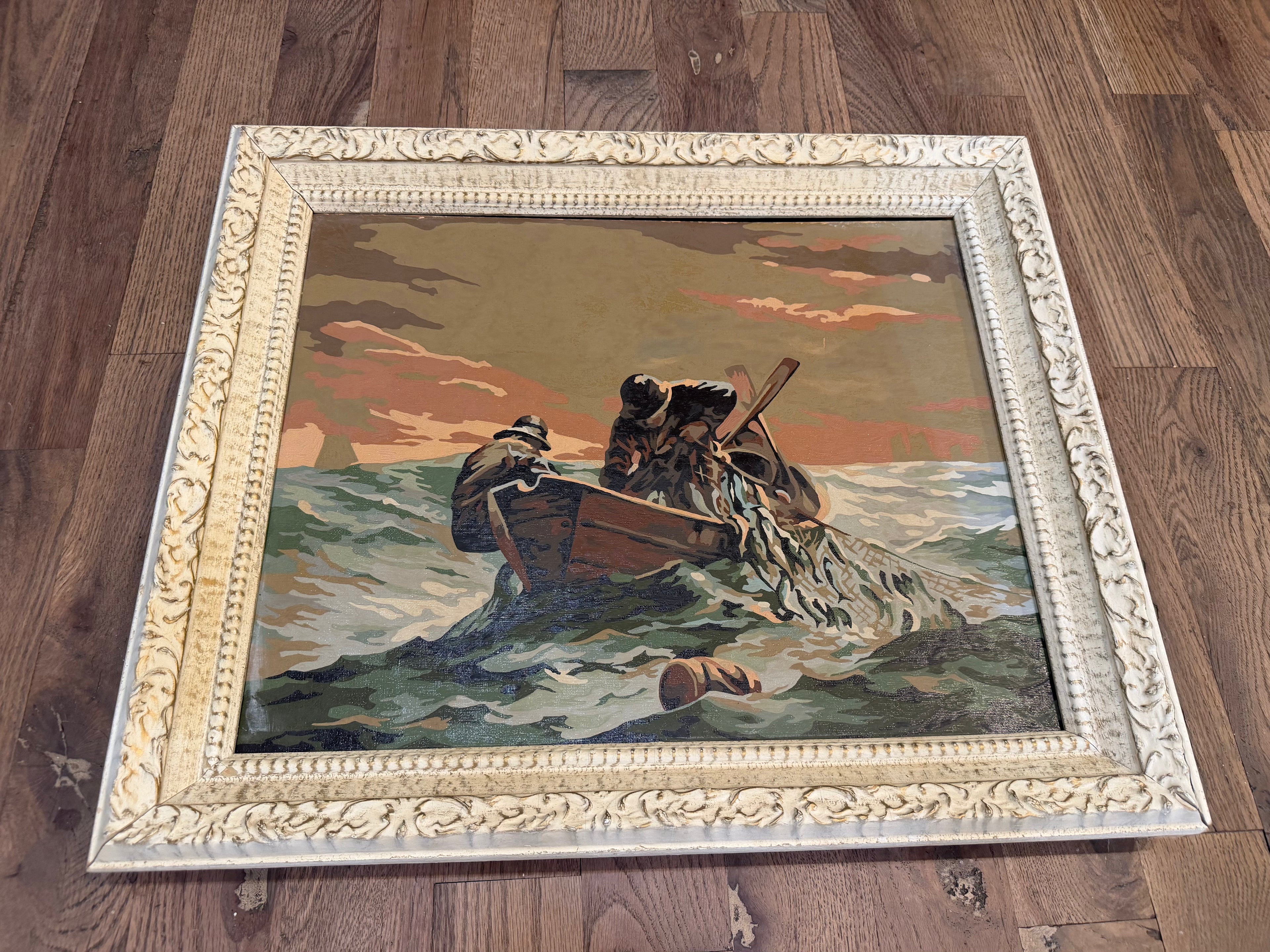 Large vintage fishermen paint by number
