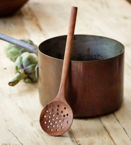 Wooden straining spoon