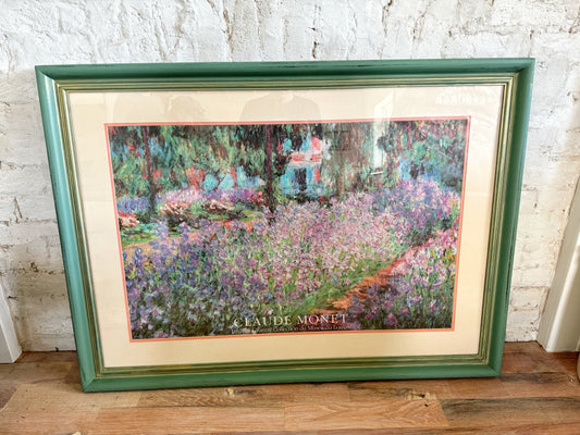 Monet Jardin a Giverny Print - hand painted frame 44”x33”