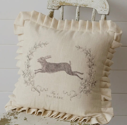 Leaping Hare Ruffle Pillow