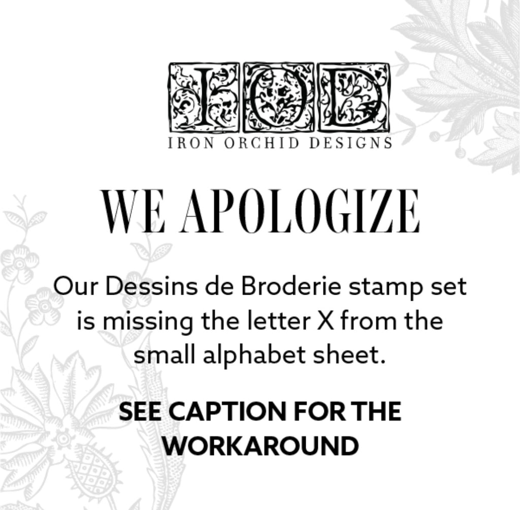 Dessins de Broderie | Stamp | IOD Iron Orchid Designs *does not include lowercase x, see description*
