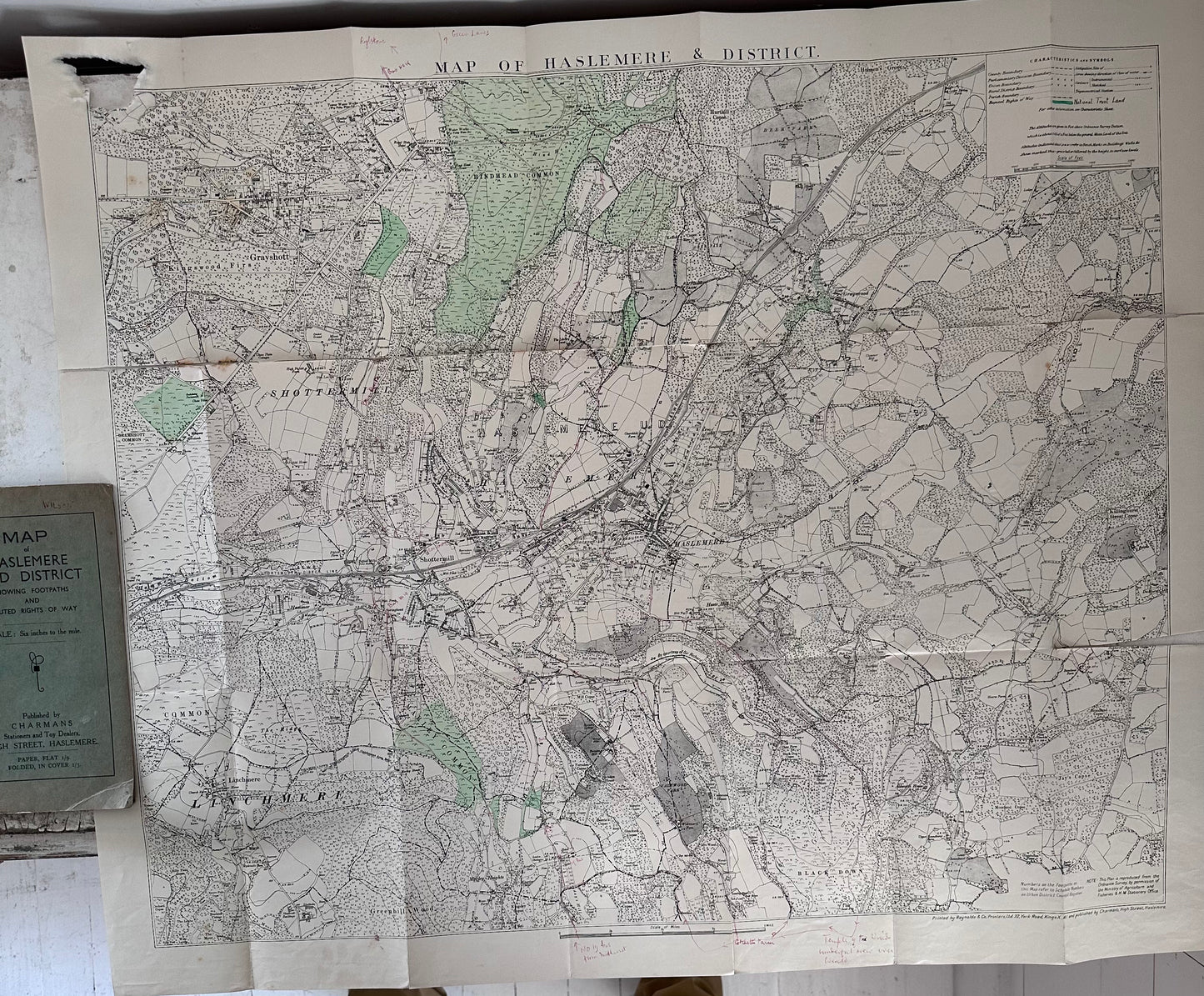 Map of Halesmere & District top 1/3 of map is torn off printed on paper