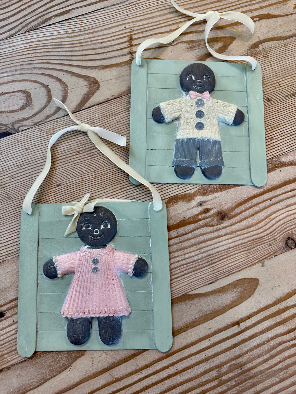 Handmade Gingerbread People Ornament / Hanger