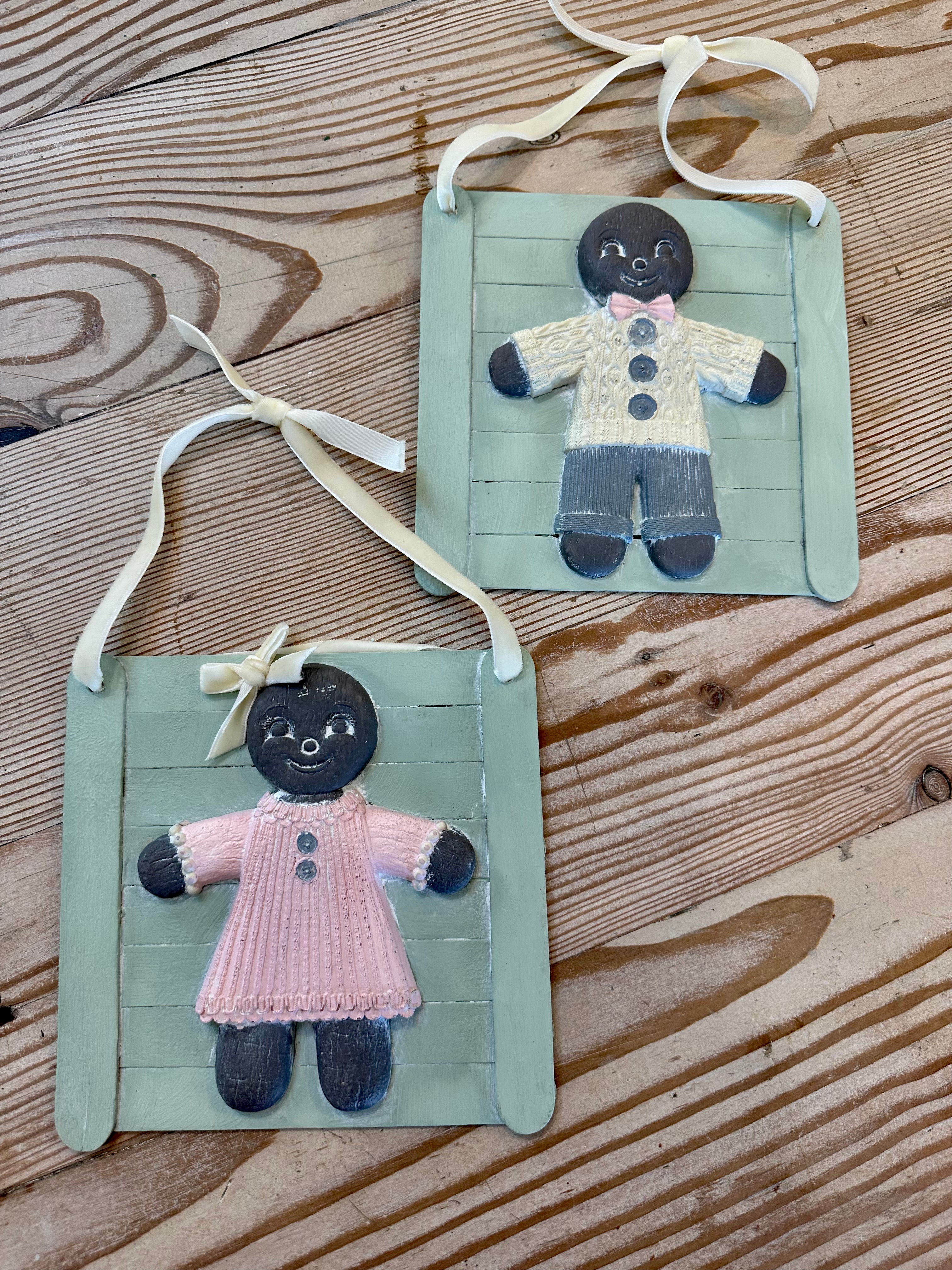 Handmade Gingerbread People Ornament / Hanger