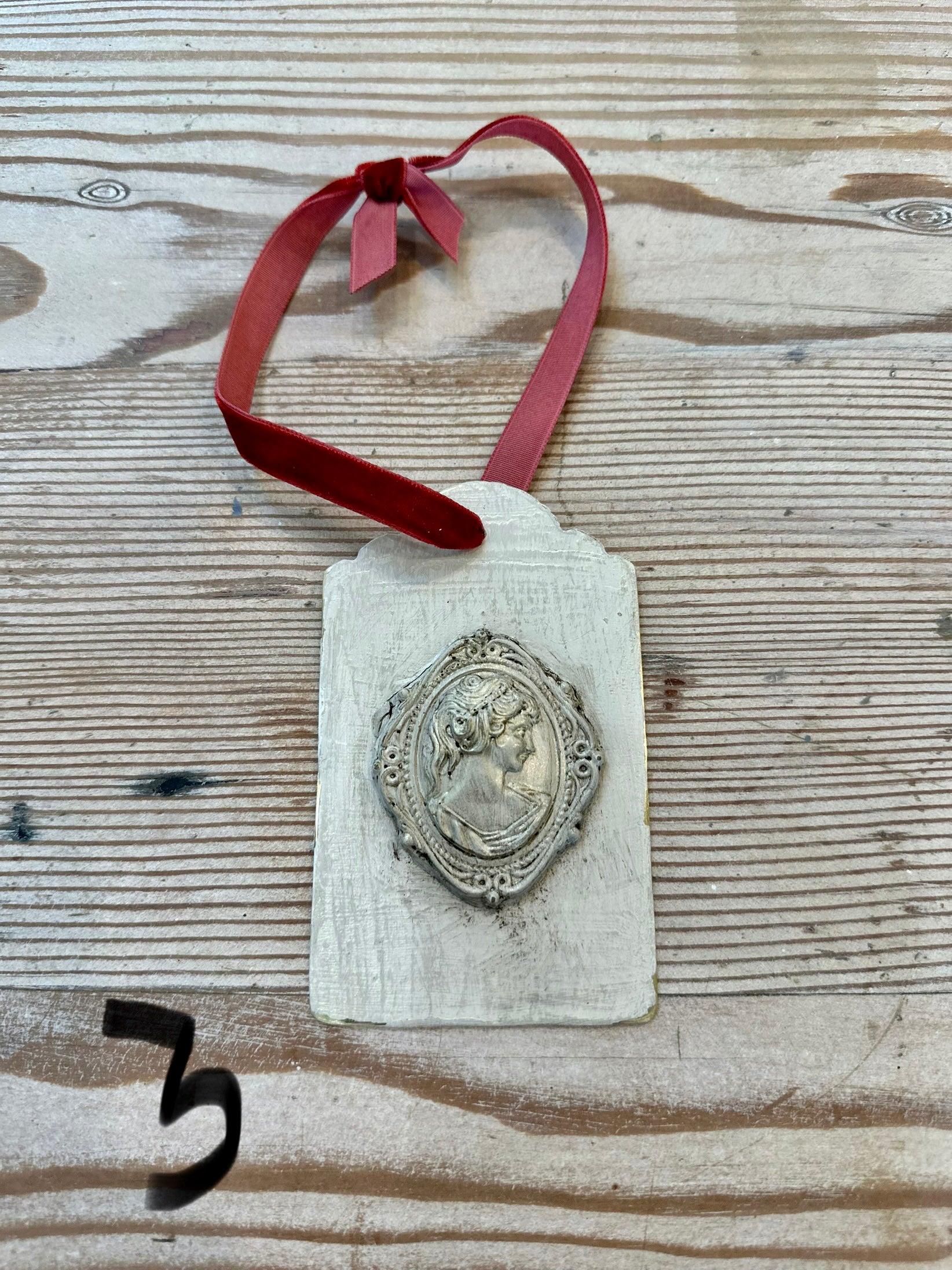 Handpainted Brass Appliqué Christmas Tag Ornaments