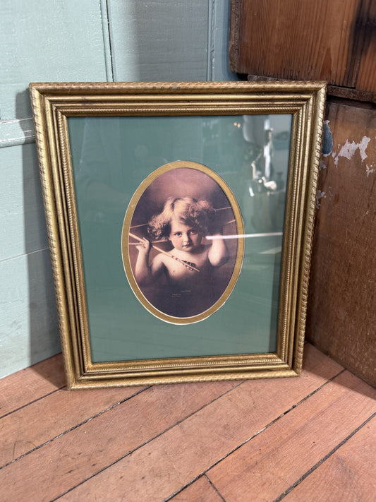Frames & Matted Cupid Awake with Gold Frame 13x11