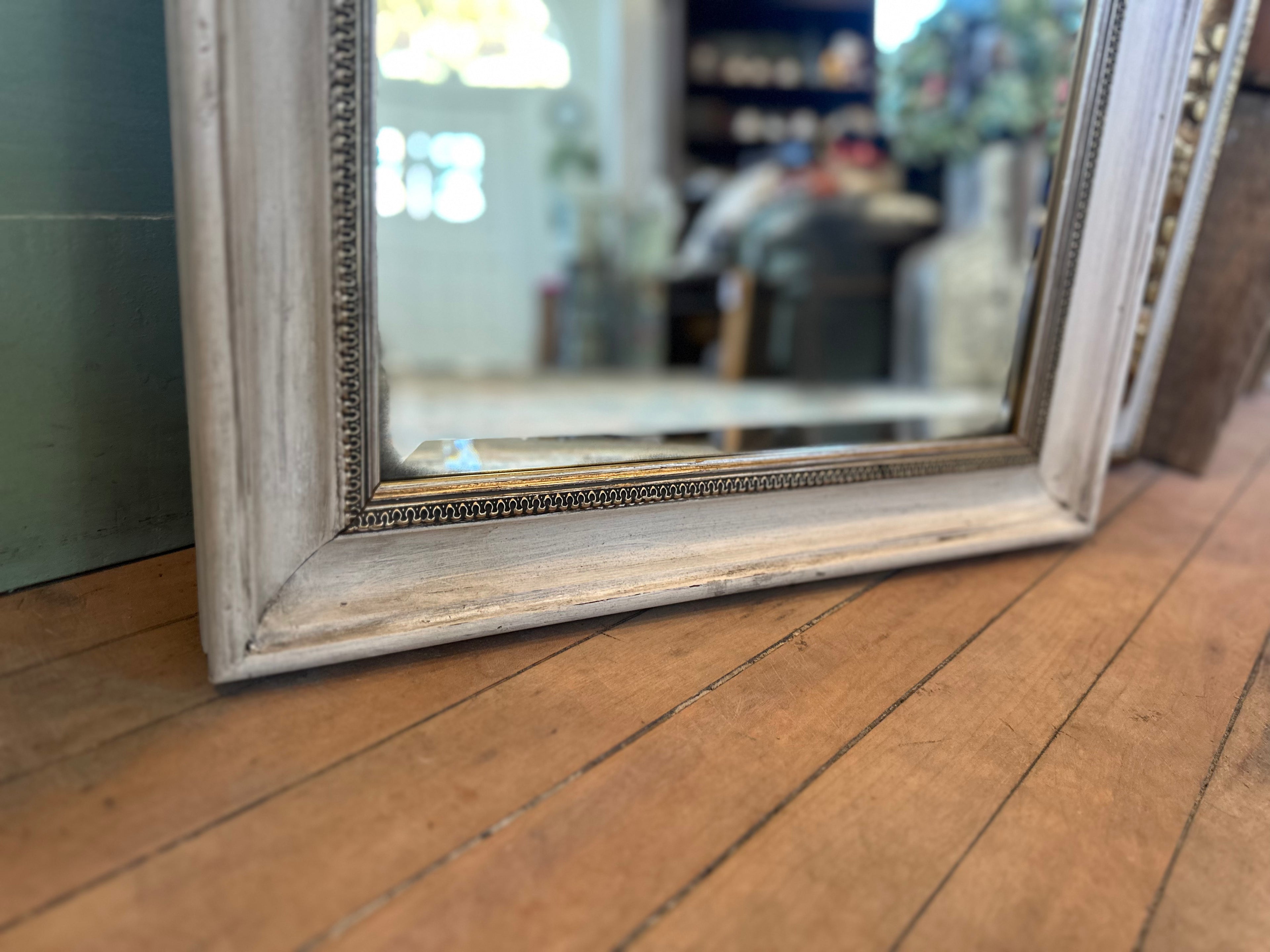 White & gold Mirror hand painted & aged