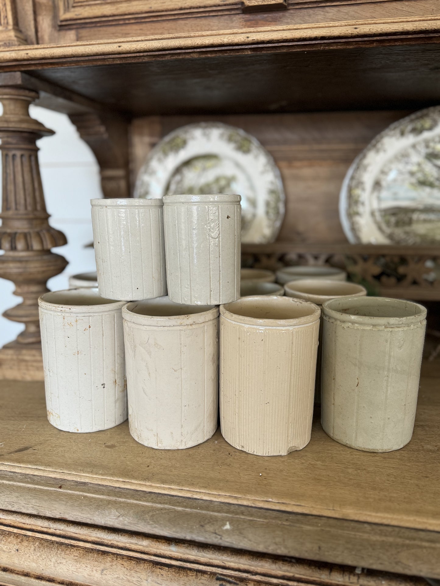 Antique English Stoneware Preserves Jars Sold Individually Crock - jam pot - marmalade pot