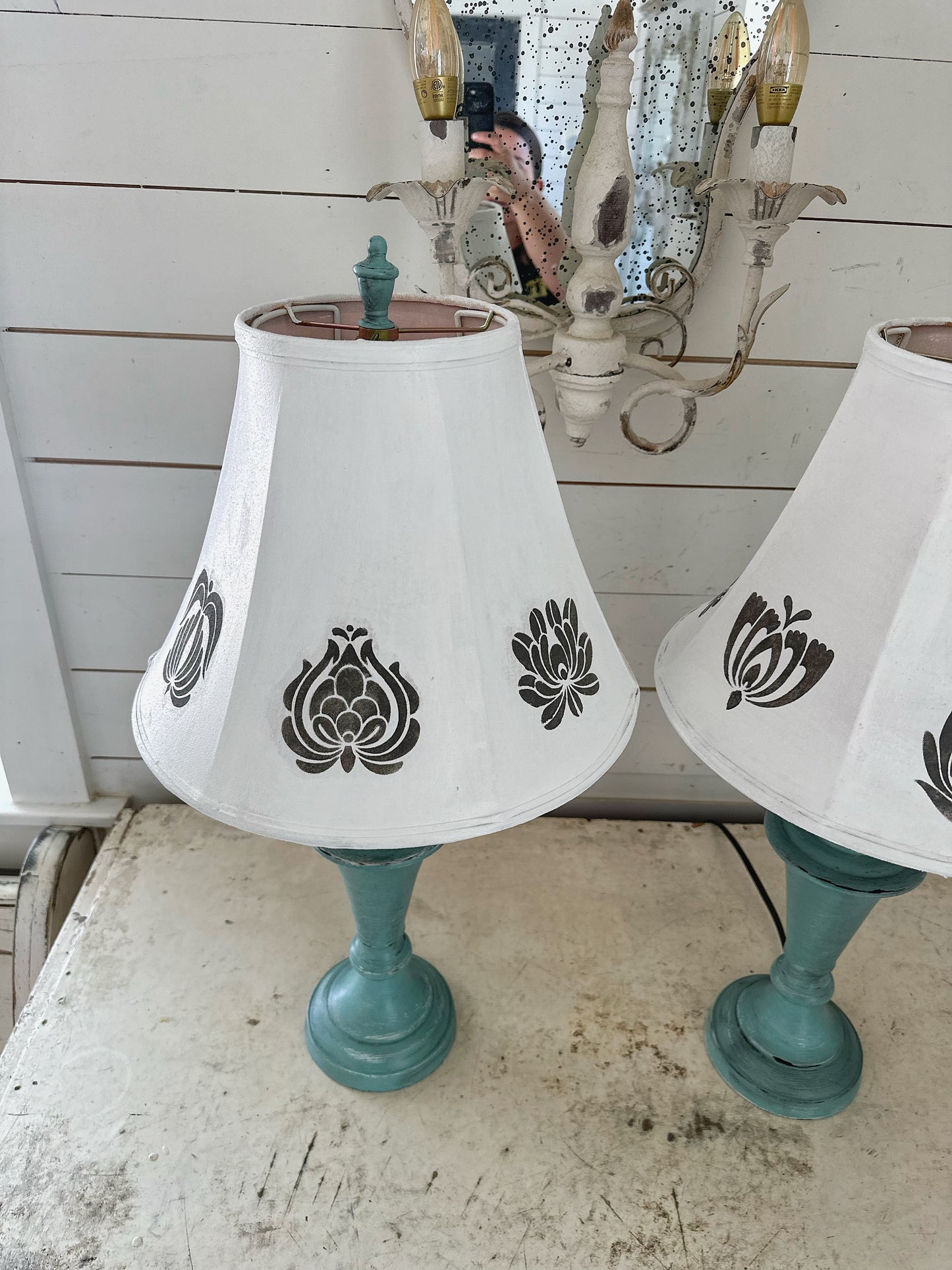 Swedish Folk Hand Painted Set of lamps