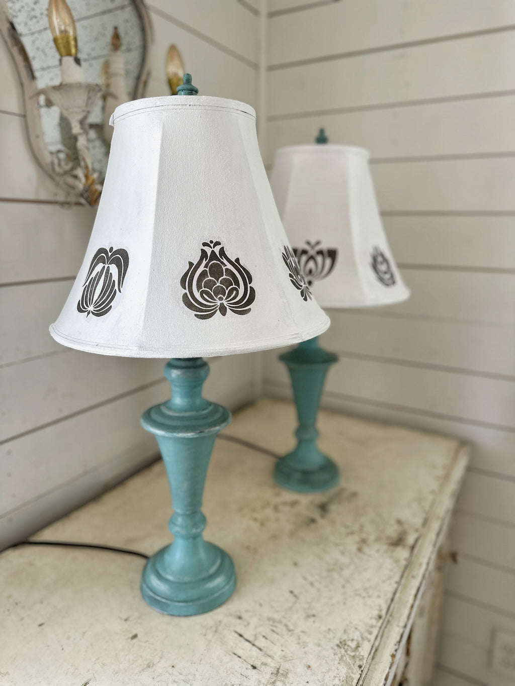 Swedish Folk Hand Painted Set of lamps