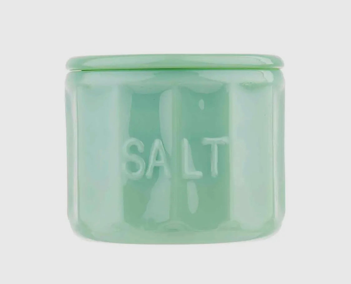 Jadeite Glass Salt Cellar With Lid